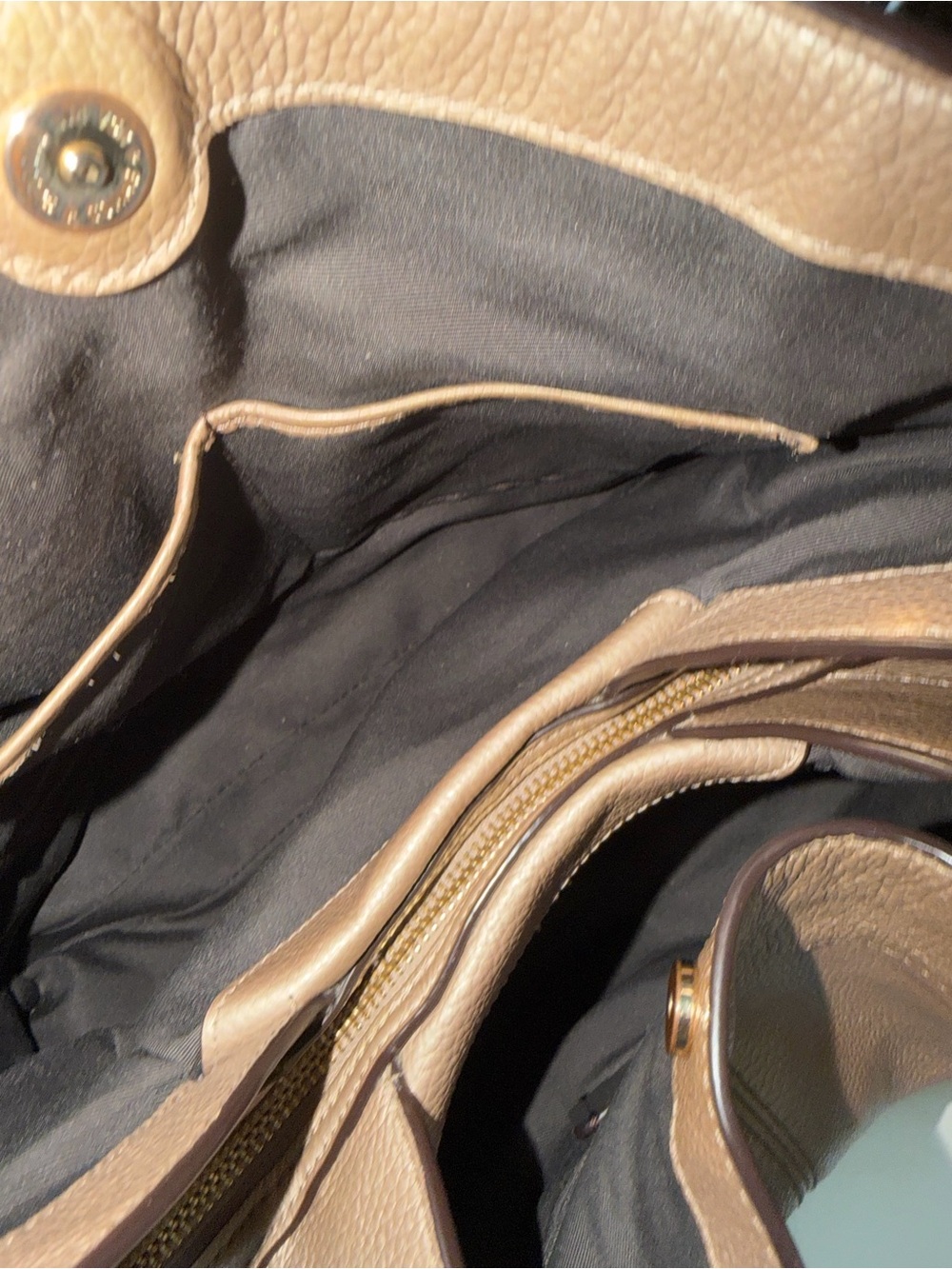 Coach Metallic Champagne Pebbled Leather Chain Shoulder Hobo Bag Gold - Picture 11 of 12